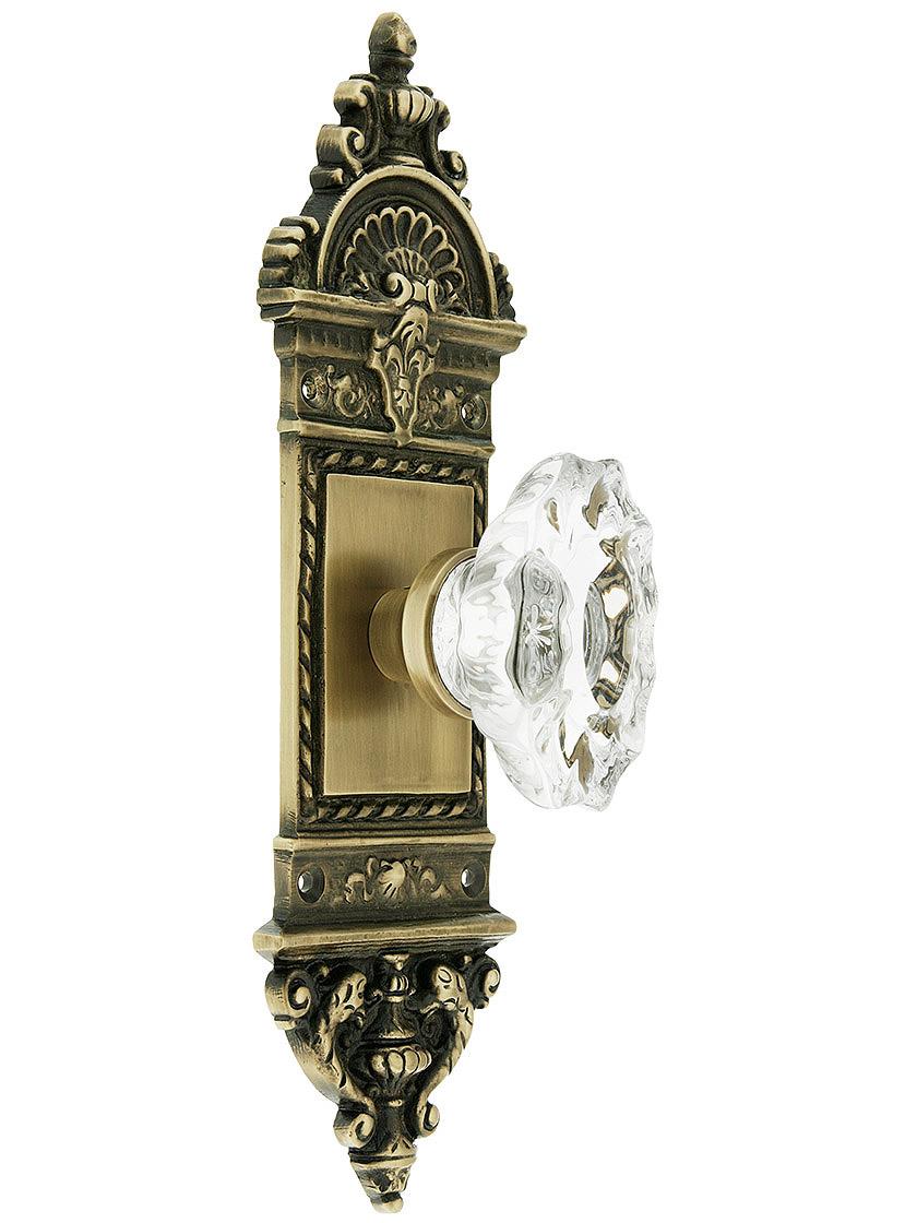 European Door Set With Fluted Oval Crystal Glass Knobs
